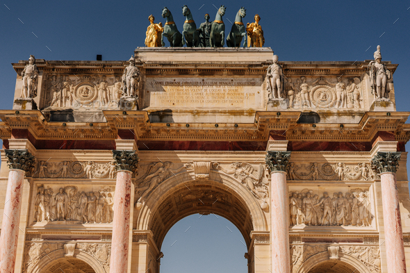 Detail of the Triumphal Arc in Paris, France - Stock Photo - Images