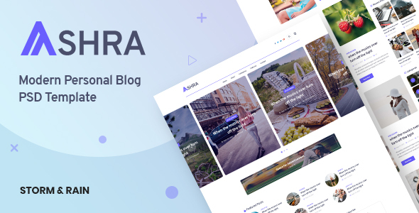 Ashra - Modern Personal Blog Psd Template