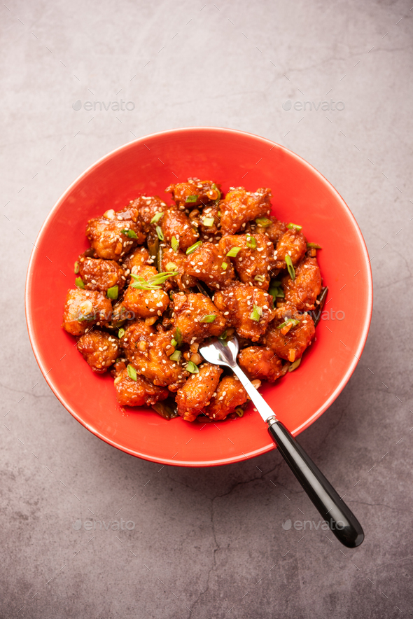 Chilli water chestnut, crispy Indo chinese starter or snacks made using