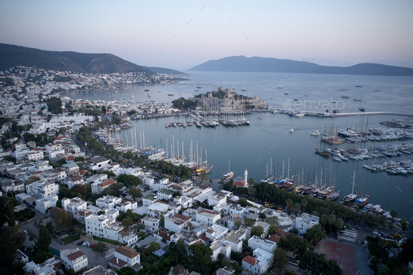 Aerial view from drone of Bodrum, Turkey.