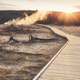 Wooden bridge trail in Yellowstone National Park at sunset, Wyoming, USA. - PhotoDune Item for Sale