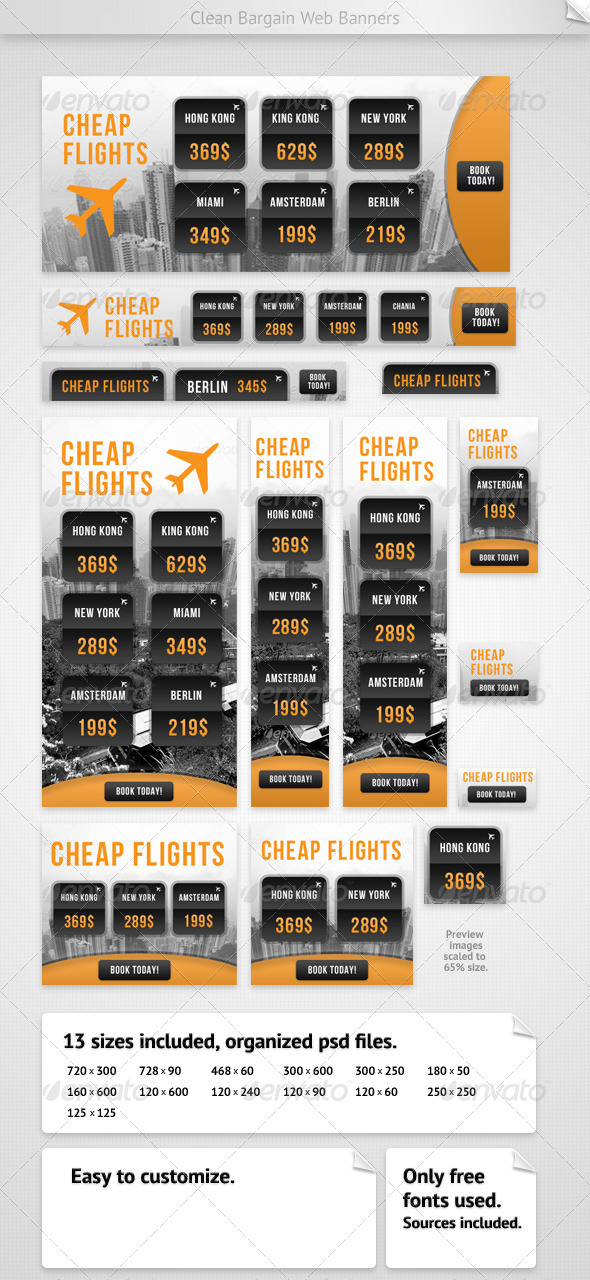 Clean Bargain Web Banners - Banners & Ads Web Elements