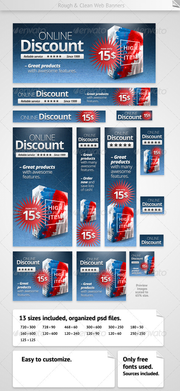 Rough & Clean Web Banners - Banners & Ads Web Elements