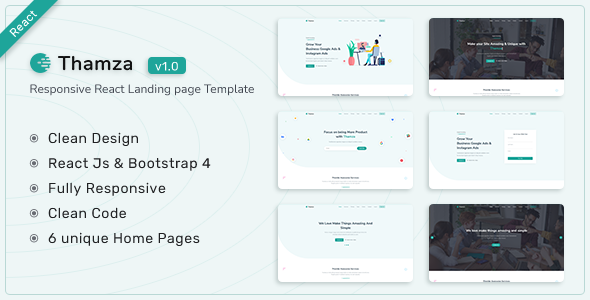 Exceptional Thamza - React Js Landing Page Template