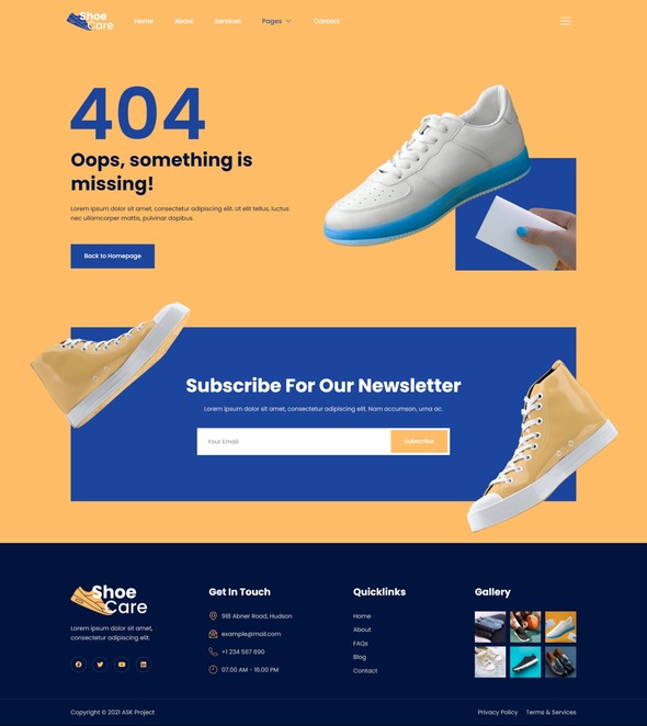 Shoecare - Shoe Laundry Service Elementor Template Kit by askproject