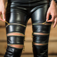 Beautiful young woman in ripped leggings Stock Photo by YouraPechkin