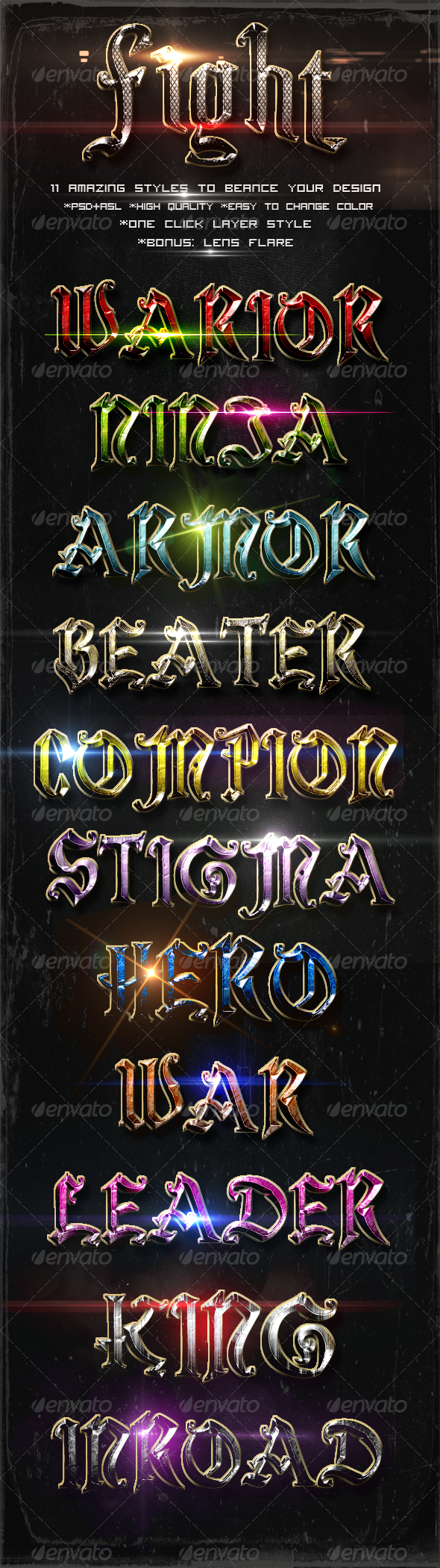 11 Fight Styles - Text Effects Styles