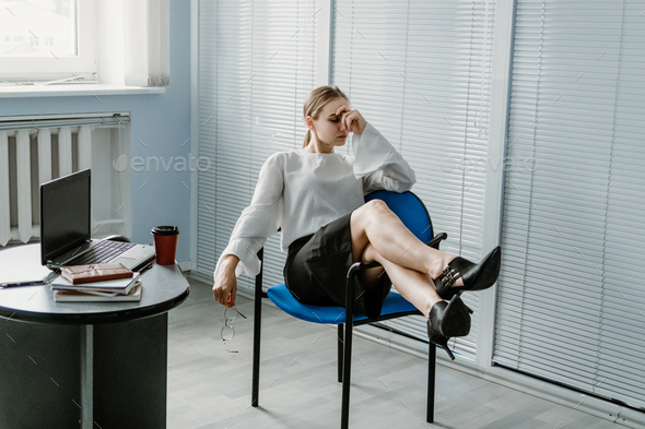 Multitasking Skills Employers, Work burnout, Tired At Work. Busy young blonde businesswoman with