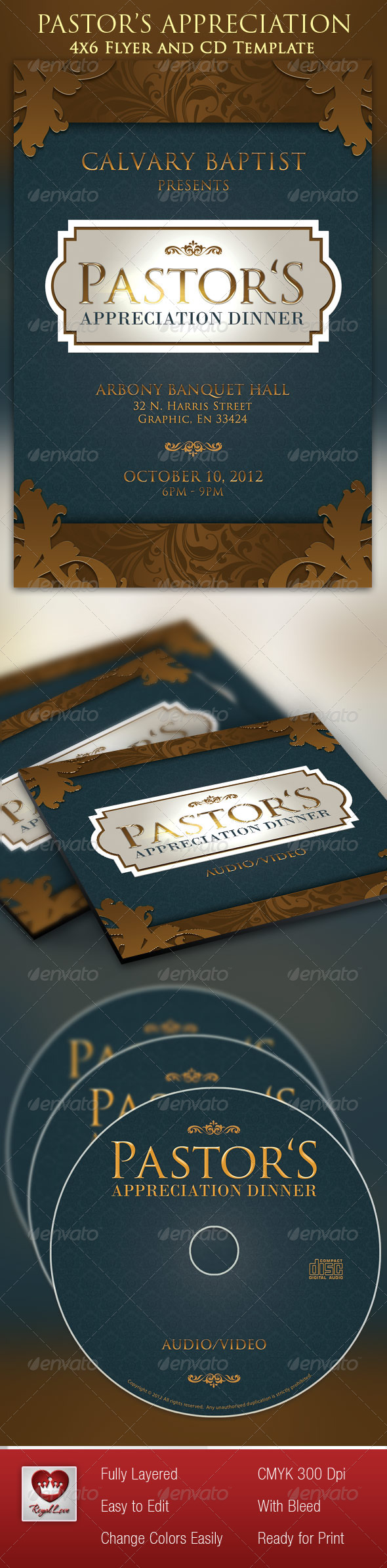 Pastor's Appreciation Dinner Church Flyer and CD - Church Flyers