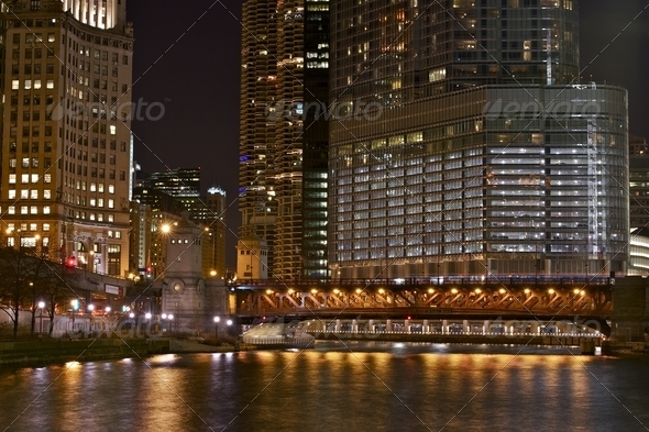 Illuminated Chicago - Stock Photo - Images