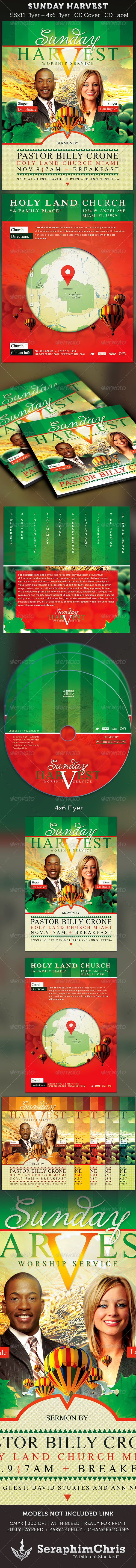Sunday Harvest: Church Flyer and CD Art Template - Church Flyers
