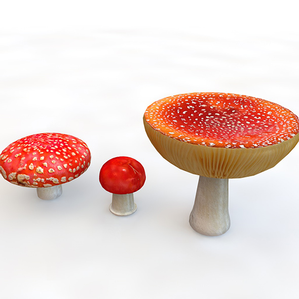 Mushrooms red 3d - 3Docean 34079878