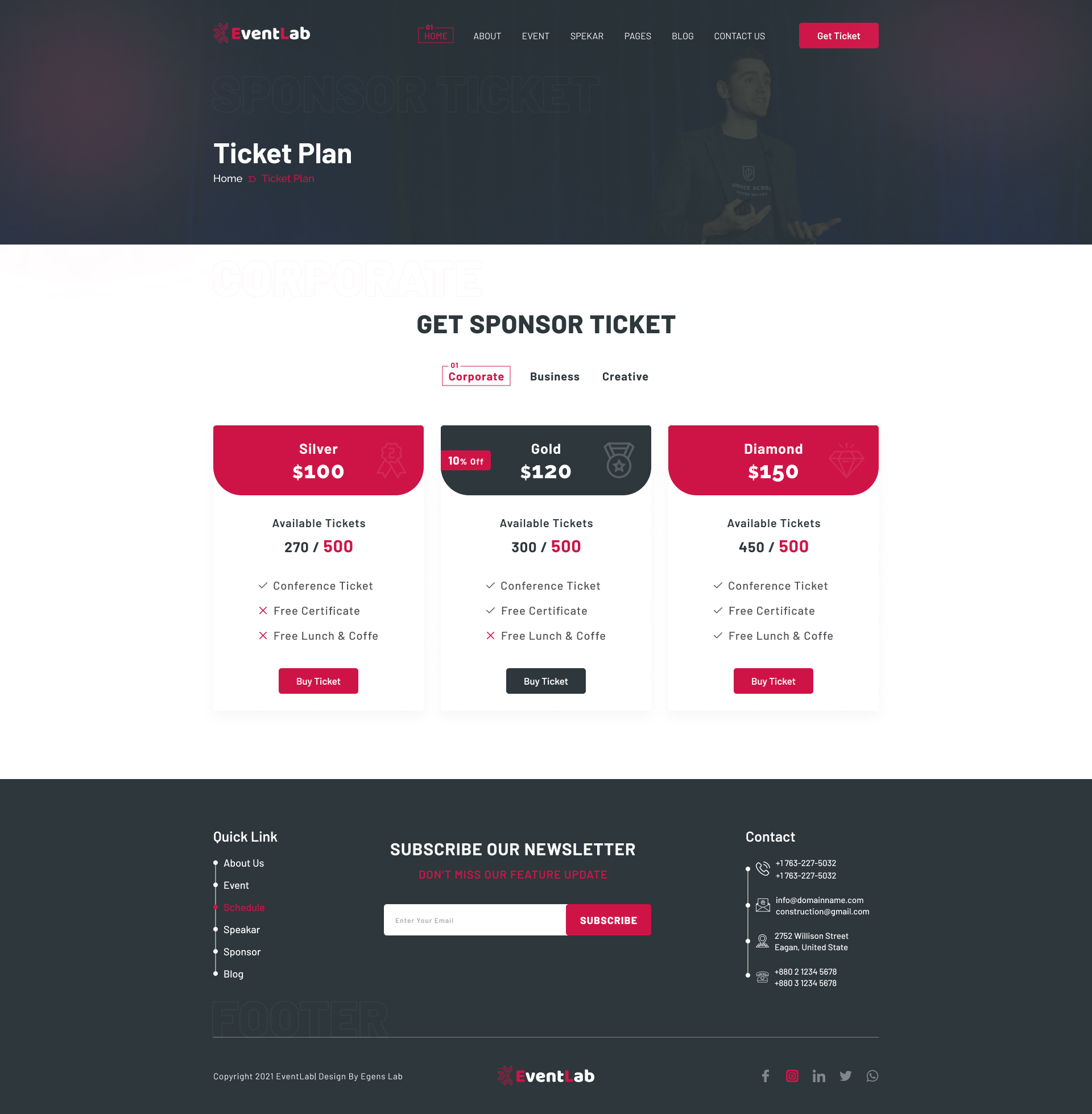 Eventlab - Event & Conference Organization Figma Template By Egenslab