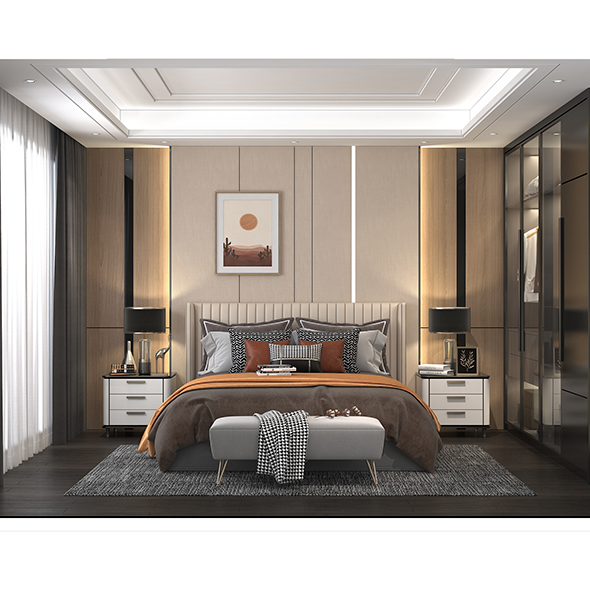 Modern Bedroom Interior - 3Docean 34098012