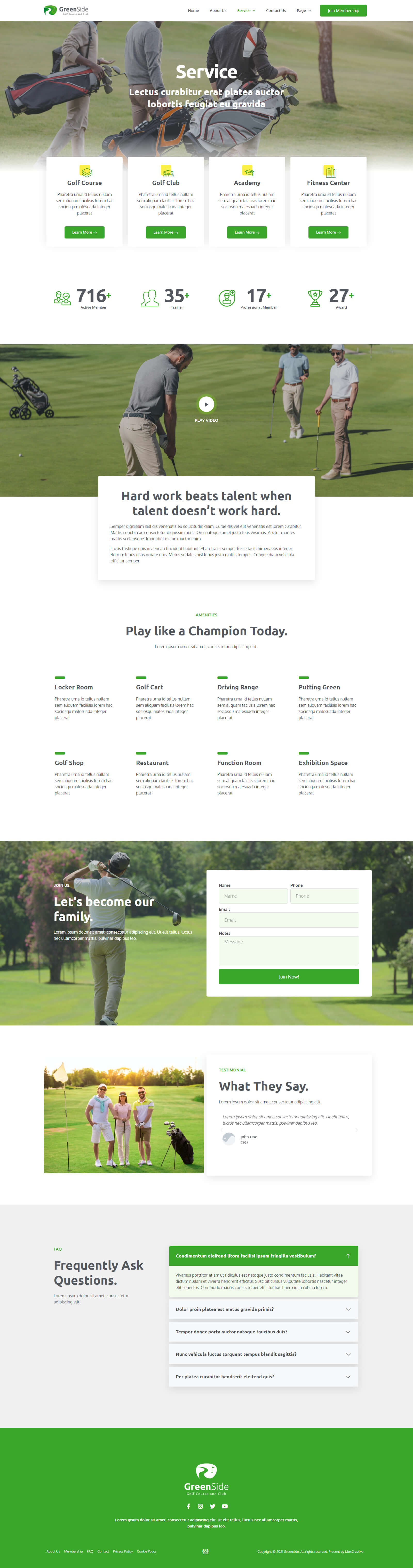 Greenside Golf Club & Academy Elementor Template Kit by moxcreative