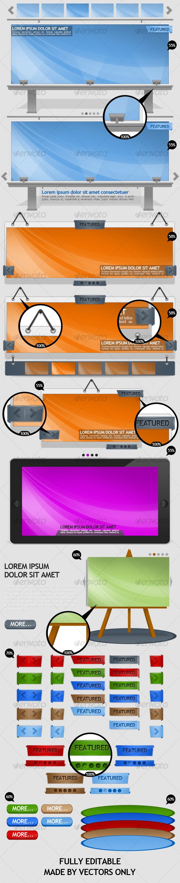 7 Content Sliders Power Set - Web Elements