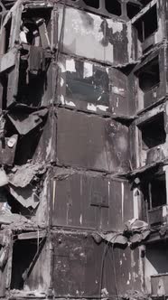 Vertical Video of a Destroyed House During the War in Ukraine alt