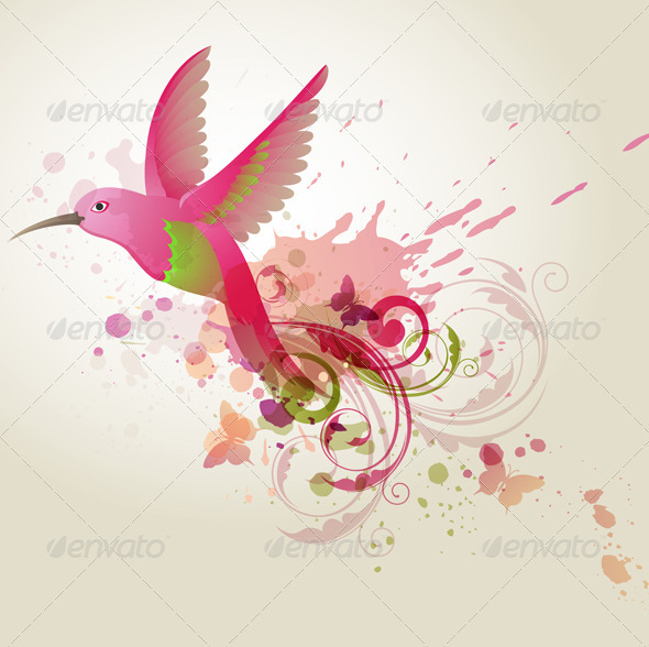 Red Abstract Bird - Animals Characters