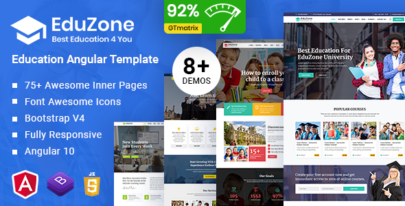 Exceptional EduZone | Education Course & School Angular 12 Template