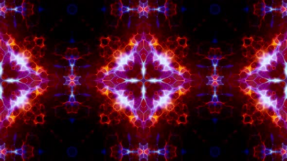 Fractal Red and Blue Kaleidoscope Fire Background Loop 4K 10 alt
