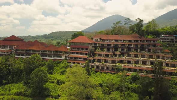 Aerial Drone Video of Abandoned Hotel in Bedugul, Bali Island