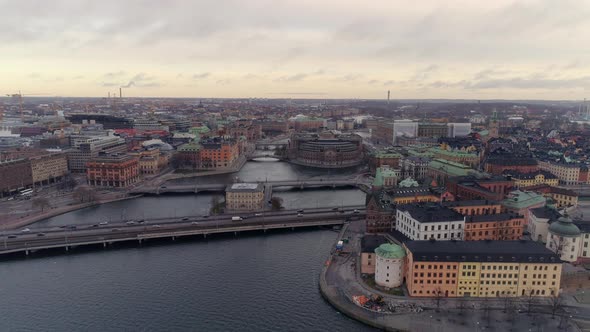 Stockholm Downtown City Aerial View