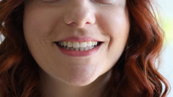 Beautiful Curly Haired Caucasian Girl Looking at the Camera and Smiling Cute alt