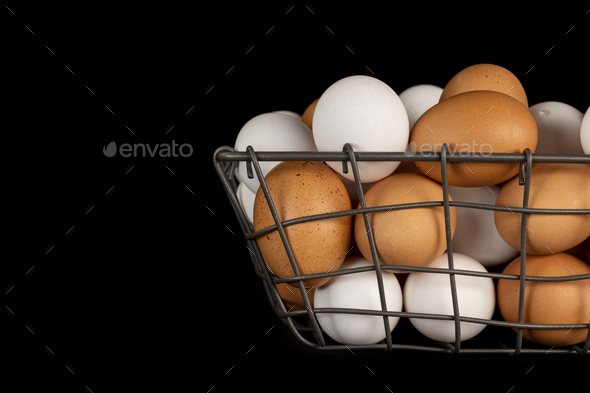 Basket of fresh eggs
