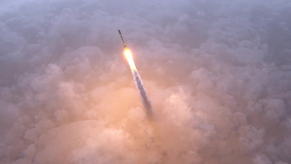 Rocket Flies to Space 4k