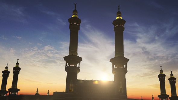 Minarets in Great Mosque of Mecca-Makkah Al-Mukarramah