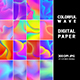 Coloful Digital wave Paper, Watercolor Paint Texture, Bright Colorful Rainbow