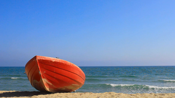 Red Boat On Beach