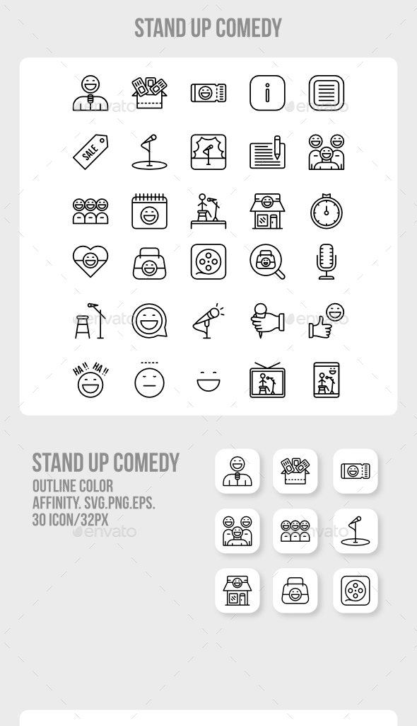 30 Stand Up Comedy  Icon Set