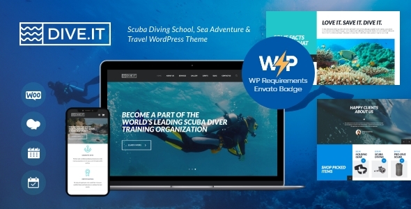 DiveIt -  Scuba Diving School, Sea Adventure & Travel WordPress Theme