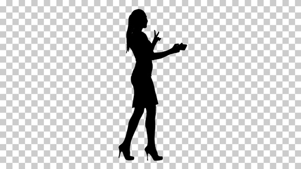 Silhouette woman taking a selfie, Alpha Channel alt