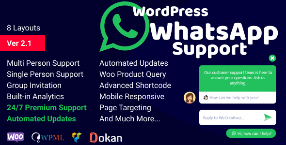 WordPress WhatsApp Support - CodeCanyon 20963962