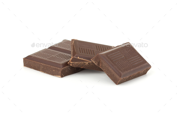 Chocolate bars stack isolated on white background - Stock Photo - Images