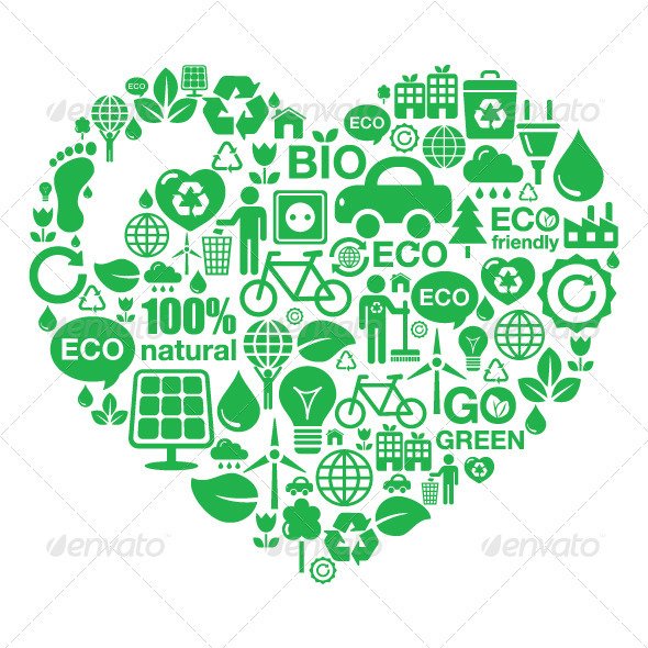 Eco heart background - green ecology - Web Elements Vectors