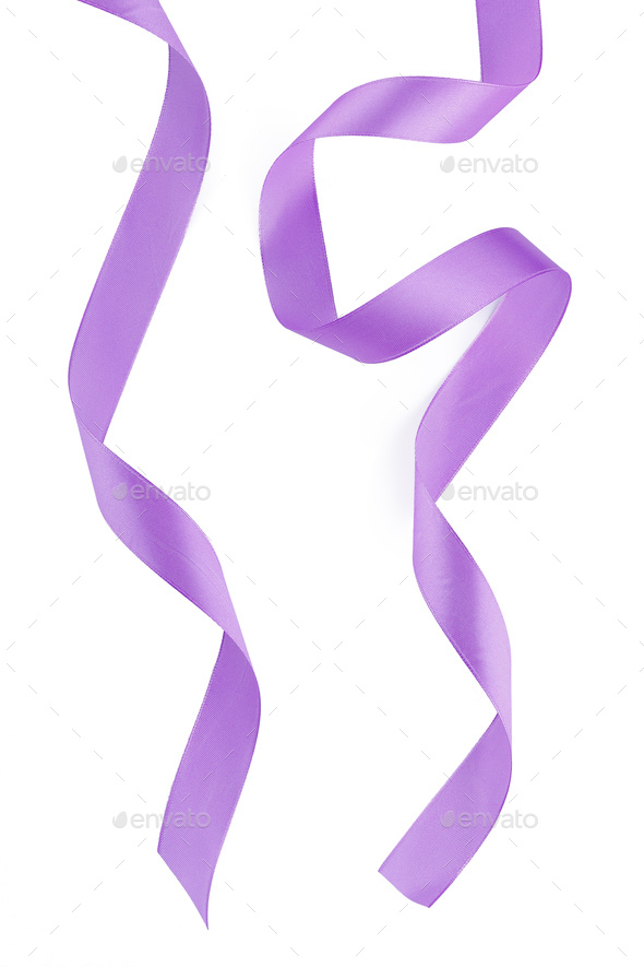 Purple satin ribbon isolated on white background Stock Photo by