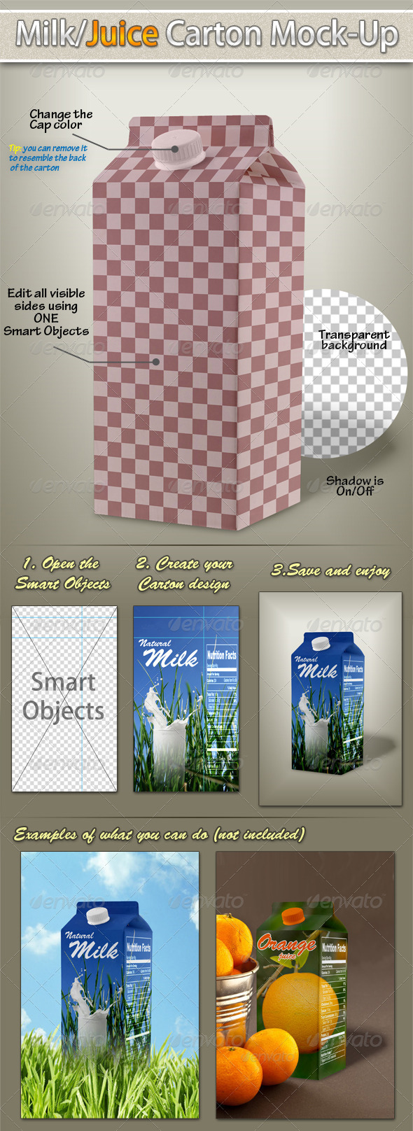 Milk/Juice Carton Mockup - Food and Drink Packaging