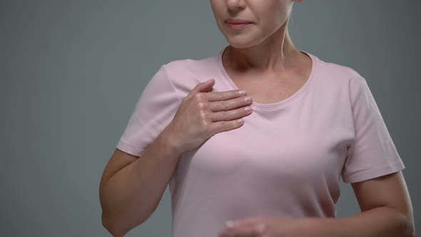 Woman Worried About Chest Pain, Mastopathy, Breast Cancer Risk, Mammology