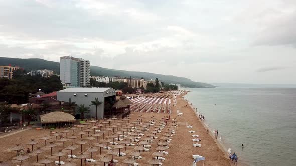 Aerial drone view of the bulgaria golden sands alt