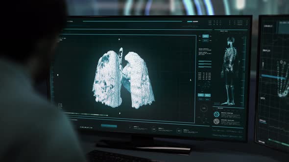 Futuristic system inspecting the Covid-19 virus pneumonia for patient therapy alt