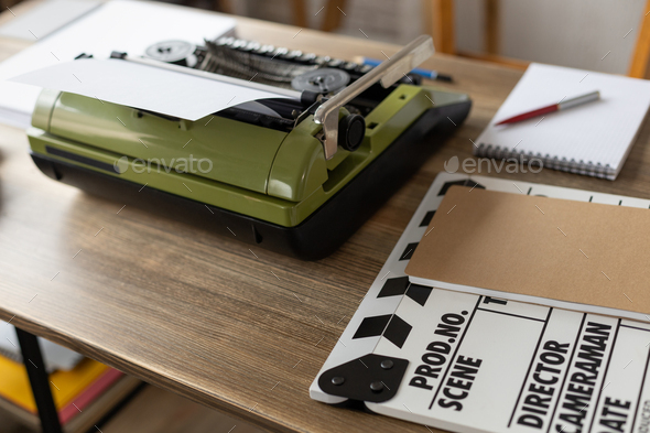 Antique Typewriter Paper Notebook Creativity Concept Stock Photo