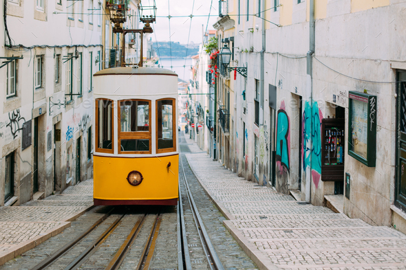 Tram in Lisbon, Portugal - Stock Photo - Images