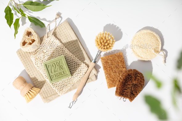 Eco friendly natural cleaning tools and products - Stock Photo - Images
