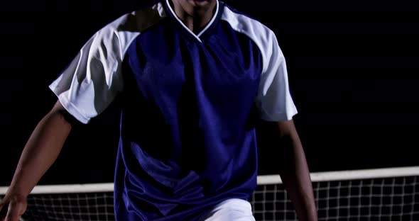 Confident soccer player juggling ball 4k alt