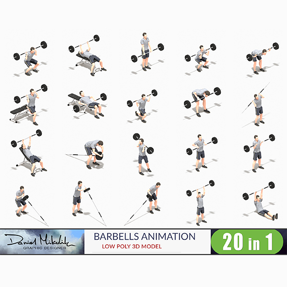Barbells Worksout Animation - 3Docean 34205560
