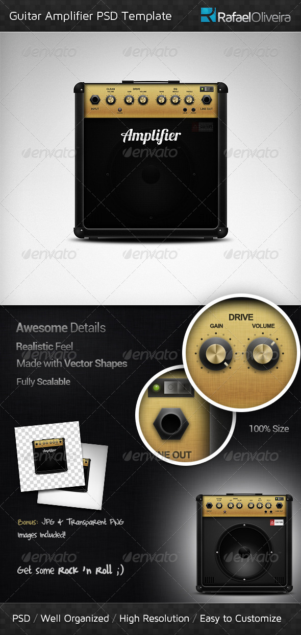 Guitar Amplifier PSD Template - Objects Illustrations