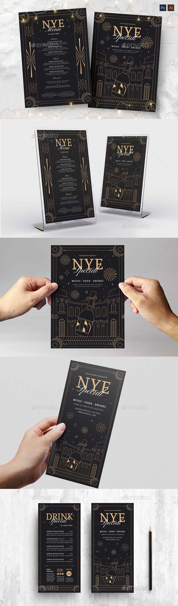 New Year's Eve Flyer & Menu Template